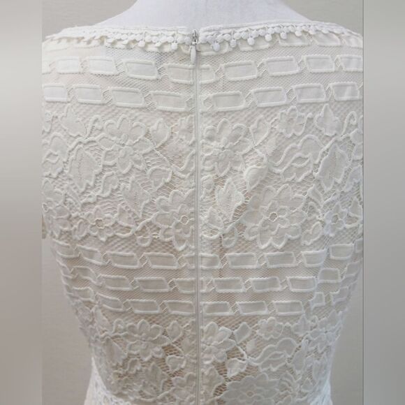 Tahari Eyelet Lace Overlay Off Shoulder Dress Mini Back Zipper Flowy HOCO Size 6 - Picture 5 of 10